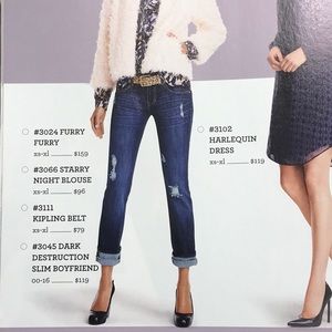 Cabi slim boyfriend distressed jeans